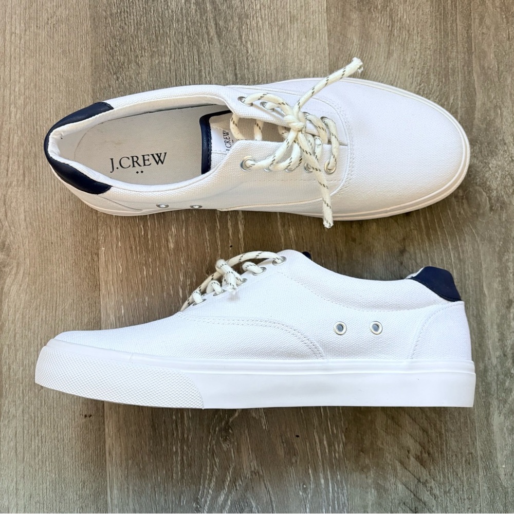 J.Crew Men's White Canvas Lace-up Sneakers Size 9